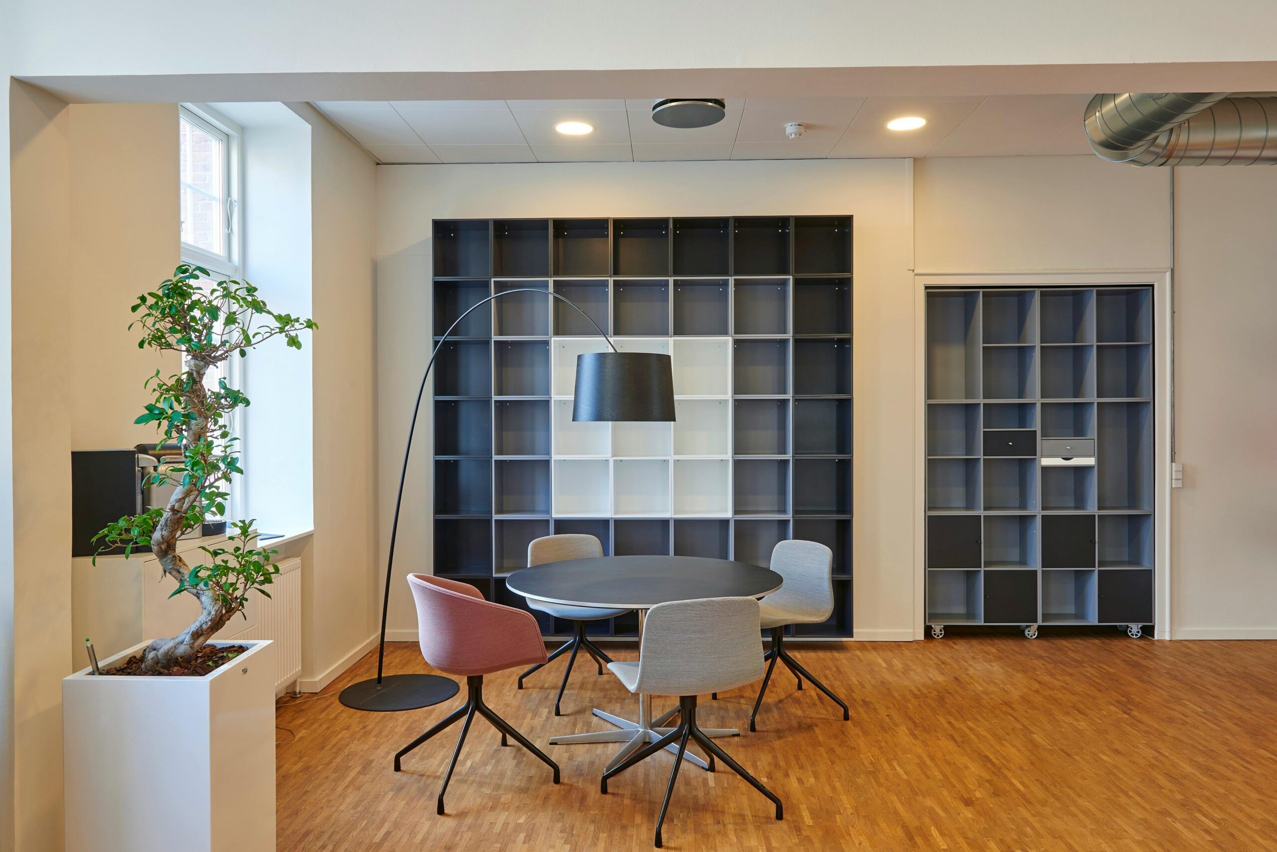 clean office space with chair and table